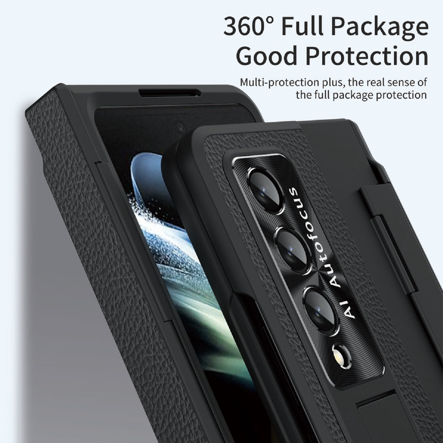 Dteck for Samsung Galaxy Z Fold 4 Case with Screen Protector, Hinge Protection Case Full Body with Built in Screen Protector PC Protective Phone Case with Kickstand for Samsung Galaxy Z Fold4 5G,Black