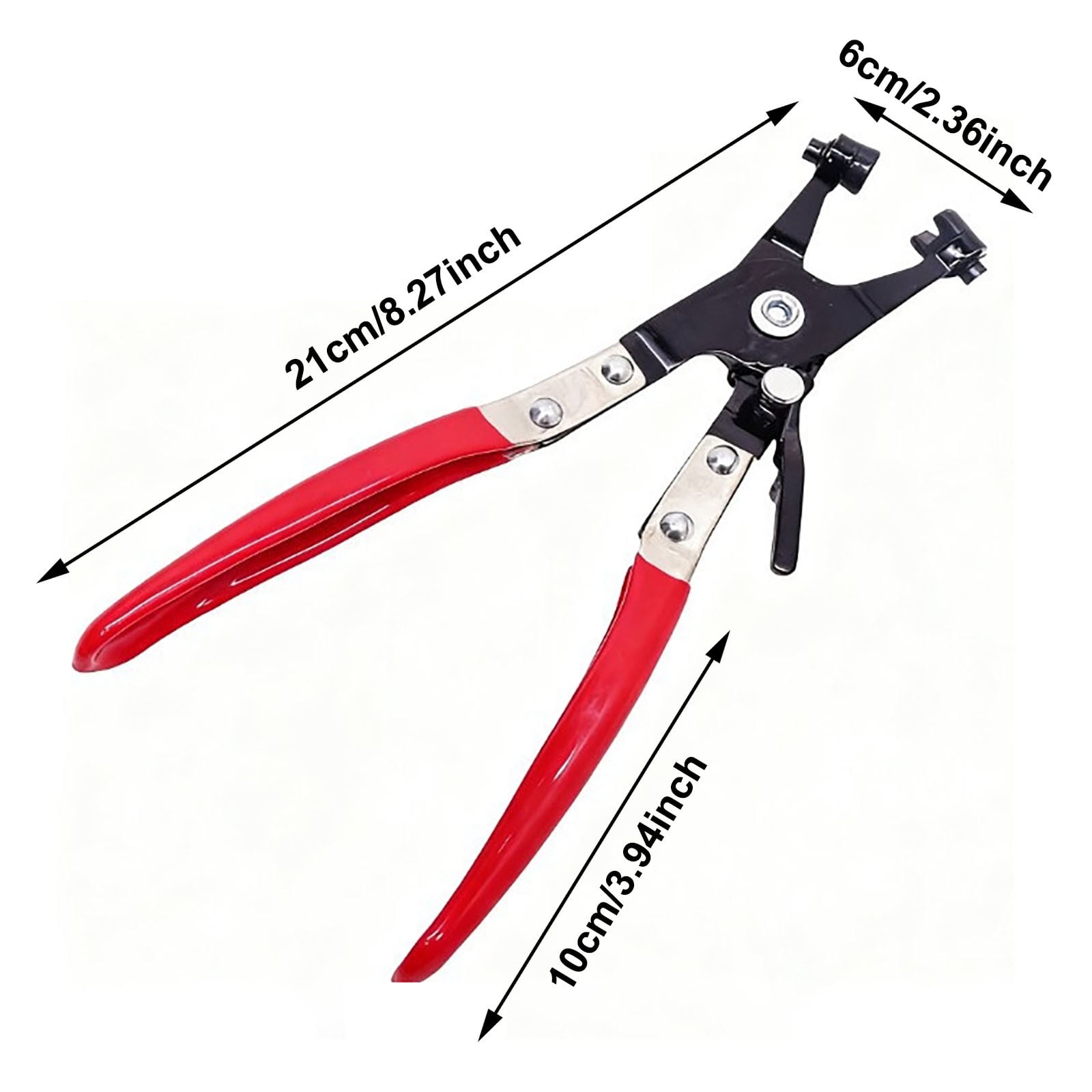 Eqslft 4PCS Automotive Hose Clamp Pliers Set, Heavy Duty Carbon Steel, Red/Black Non- Handles, for Line, Water Pipe, Oil Tube, Hose Clamp Removal & Installation