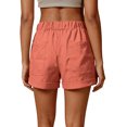 thumbnail image 4 of Women's Utility Shorts with Pockets, Casual Solid Color Elastic Waist Twill Shorts, Summer Lightweight Everyday Cuffed Hem Chino Basic Shorts, 4 of 8