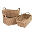 thumbnail image 1 of 3Pc Rect. Seagrass Basket With Braided Handles Natural, 1 of 3