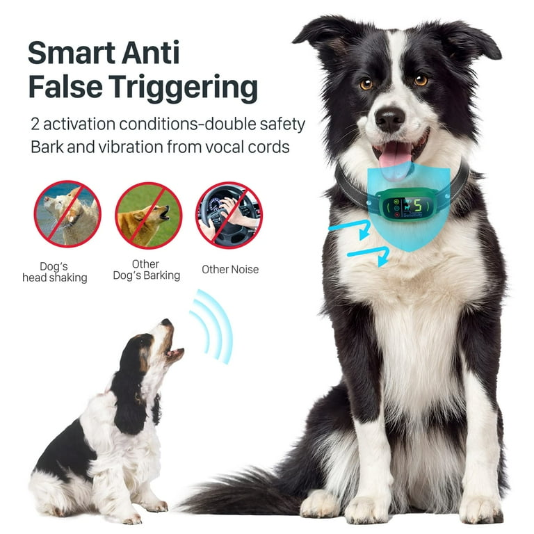 MUOKLGH Waterproof Rechargeable Dog Bark Collar Anti Barking Trainer for Dogs Green Walmart