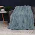 thumbnail image 2 of Unique Bargains Shaggy Faux Fur Soft Sherpa Blanket Cadet Grey Throw(50" x 60"), 2 of 8
