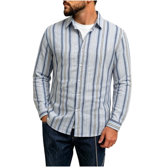 Rvwovn Men's Plaid Flannel Long Sleeve Shirt Collar Button Front Vintage Casual Fall Layering Top