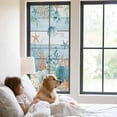 thumbnail image 2 of Blue Coastal Window Privacy Film, Summer Beach Starfish Shell Coral Nautical Static Cling UV Sun Blocking Heat Control Window Tint Day and Night, Non-Adhesive One Way Privacy Cover 29.5''x78.7'', 2 of 7
