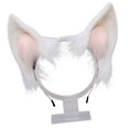 thumbnail image 4 of Diadema de orejas de peluche, bonita, cómoda, fina, esponjosa, con orejas de animal y esqueleto blanco, 4 of 12