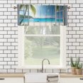 thumbnail image 3 of Ocean Beach Valance Rod Pocket Window Curtain for Kitchen Palm Trees Summer Tropical Seaside White Wooden Window View Thermal Insulated Room Darkening Curtain for Dinning Room 54 by 18 in, 1 Panel, 3 of 6