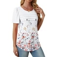 thumbnail image 3 of Fantaslook Women Blouses Dressy Casual Summer Short Sleeve Shirts Crew Neck Pleated Tunic Tops, 3 of 8