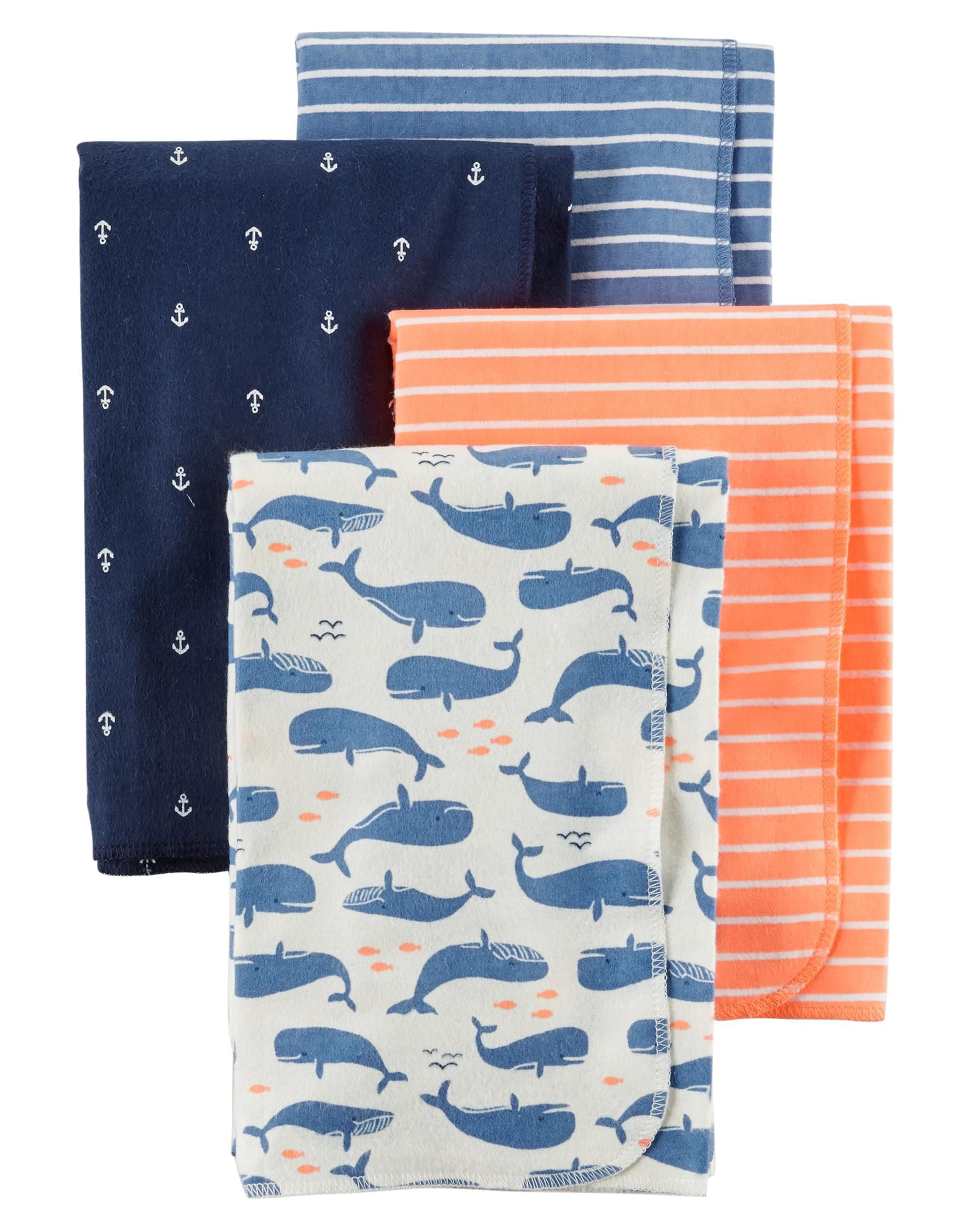 Carter's Baby Boys' 4Pack Babysoft Receiving Blankets Whales