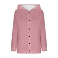 thumbnail image 5 of Cardigan Sweater for Women Long Sleeve Hooded Button Down Solid Knit Coat Pink S, 5 of 5