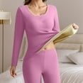 thumbnail image 2 of ibiyuan Thermal Underwear for Women Long Johns with Lined Base Layer Womens Thermals Top and Bottom Set Cold Weather,Purple, 2 of 6