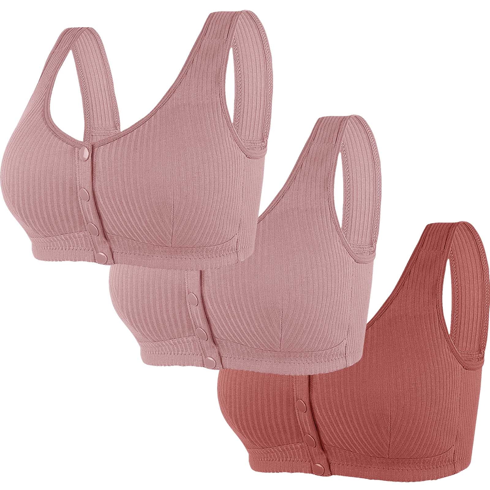 BSDJILFG Nursing Bras for Women 3 Pack Cotton Bras Front Closure Seamless Bralette Soft Comfy Everyday Bras for Women ,S-5XL