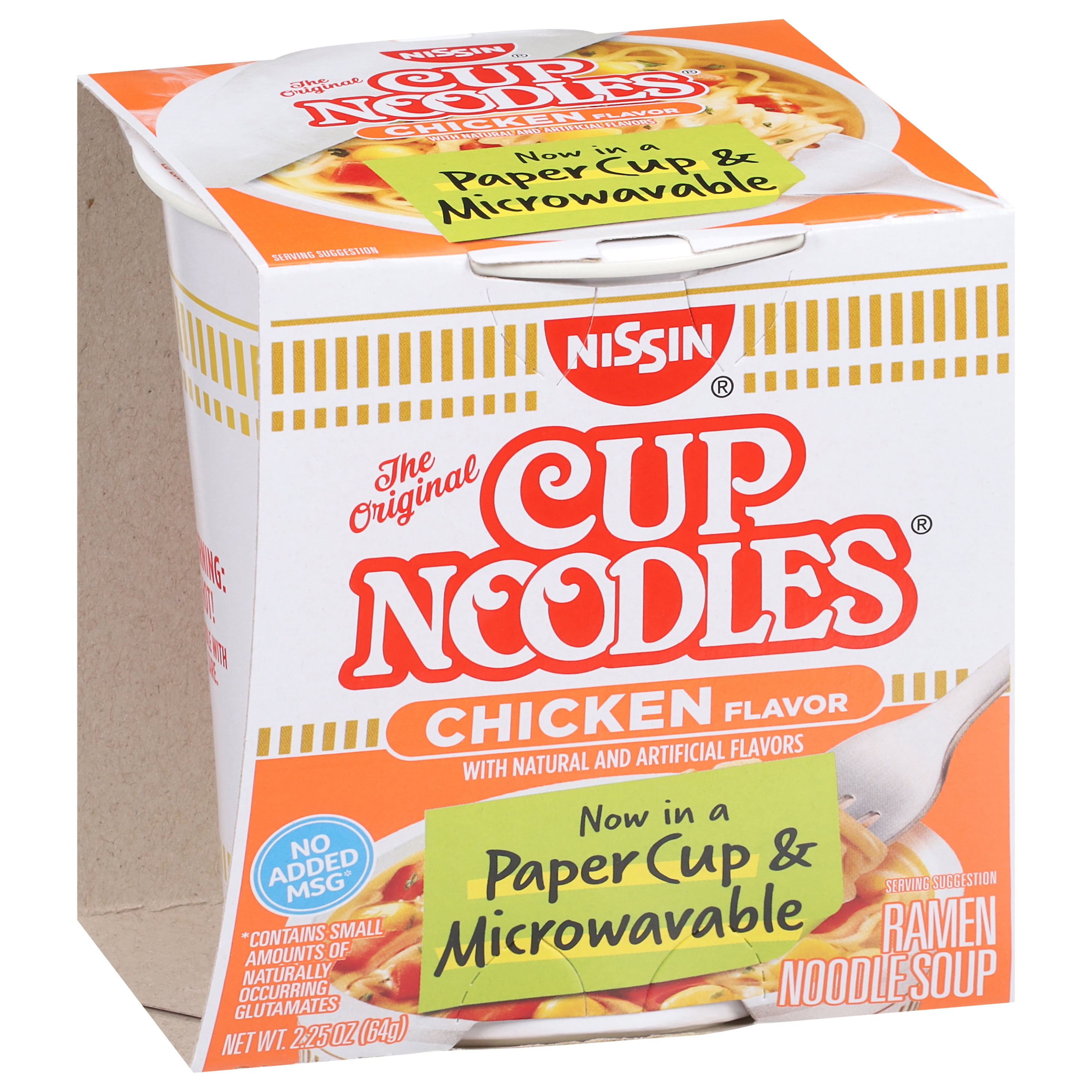 Nissin Foods Cup Noodles Ramen Noodle Soup, Chicken Flavor, 2.25 oz Cup, Shelf-Stable