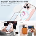 thumbnail image 6 of CASEFIV for iPhone 16 Pro Max Case,Compatible with Magsafe,Slim Fit Flip Protective PU Leather Wallet Case with RFID Blocking Card Slot Build-in Len Protector,Pink, 6 of 7
