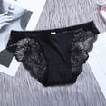 thumbnail image 2 of AWZXDE Women Low Mid Rise Sheer Lace Panties Thin Summer Smooth Silk Seamless Breathable Underwear Cotton Gusset Triangle Briefs Womens Underwear Black, 2 of 4