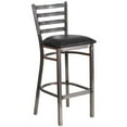 thumbnail image 1 of HERCULES Series Clear Coated Ladder Back Metal Restaurant Barstool - Black Vinyl Seat, 1 of 9
