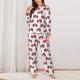 thumbnail image 2 of Balery Red Wheeled Tractors Conjunto de Pijama con Estampado para Mujer, Conjunto de Dos Piezas con Manga Larga, Ropa de Dormir Suave con Bolsillos, Pijamas Cómodos-XX-Large, 2 of 7