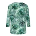 thumbnail image 5 of Tunic Blouse for Women Crewneck 3/4 Sleeve Boho Casual Loose Fit Tropical Leaf Scroll Print Soft Breathable Lightweight Fashion Pullover Summer Fall Tops, 5 of 5