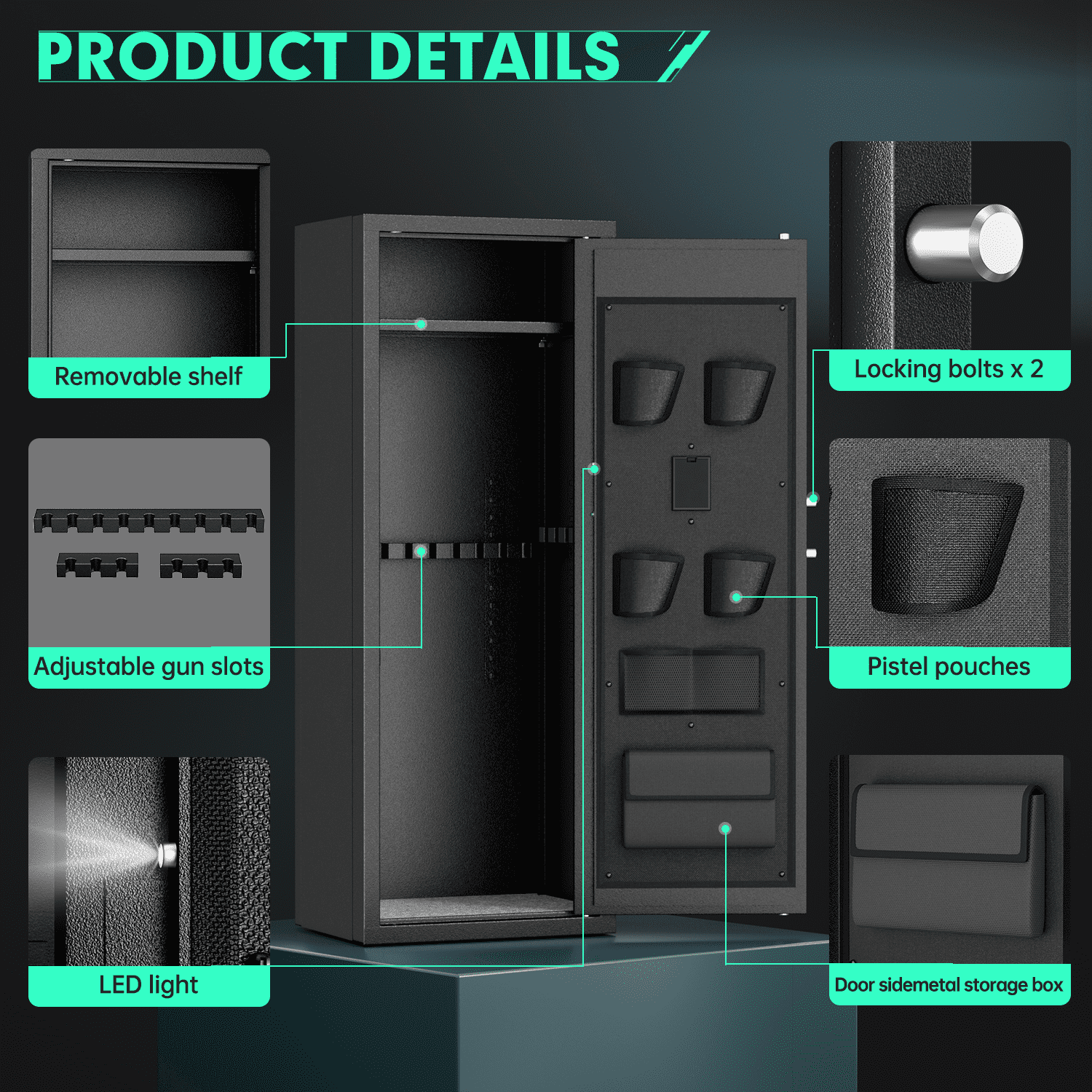 SUNCROWN 10-12 Gun Safe for Rifles and Pistols,Quick Access Rifle Gun Safe with Password Lock, Gun Cabinet with Shelves for Home,Office(Assembly Required)