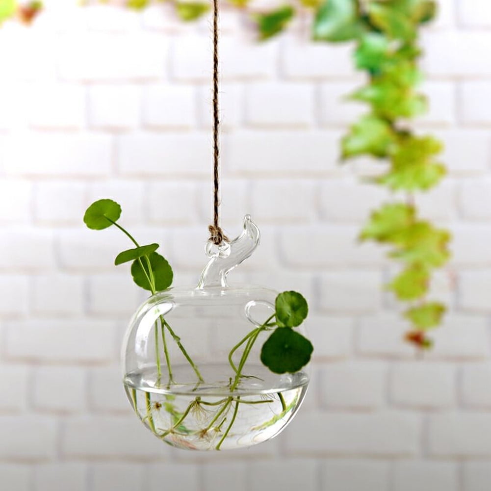 8cm/14cm Hanging Glass Flowers Plant Vase Stand Holder Terrarium Container 