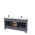 thumbnail image 3 of Ayna Decors Maya 60 in Charcoal Grey Double Sink Bathroom Vanity Set with White Quartz Countertop | 4 Soft Closing Doors | 6 Full Extention Soft Close Drawer | Black Hardware, 3 of 6