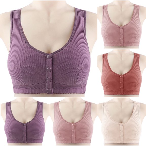 Lovzfmll Bras for Women, Plus Size Front Closure Push-Up Bralette Bra, Standard Straps Push-Up Pull-On Stretchable Adjustable Front Closure Bra