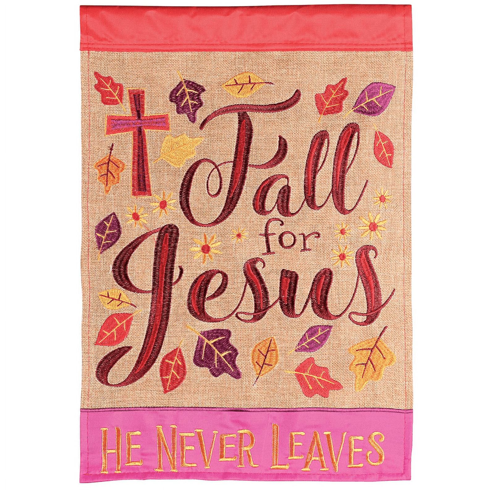 Dicksons Magnolia Garden Outdoor Flag Decoration For Garden, Yard, Or Walkway Standard 13 x 18, Weather Resistant Polyester, Fall For Jesus