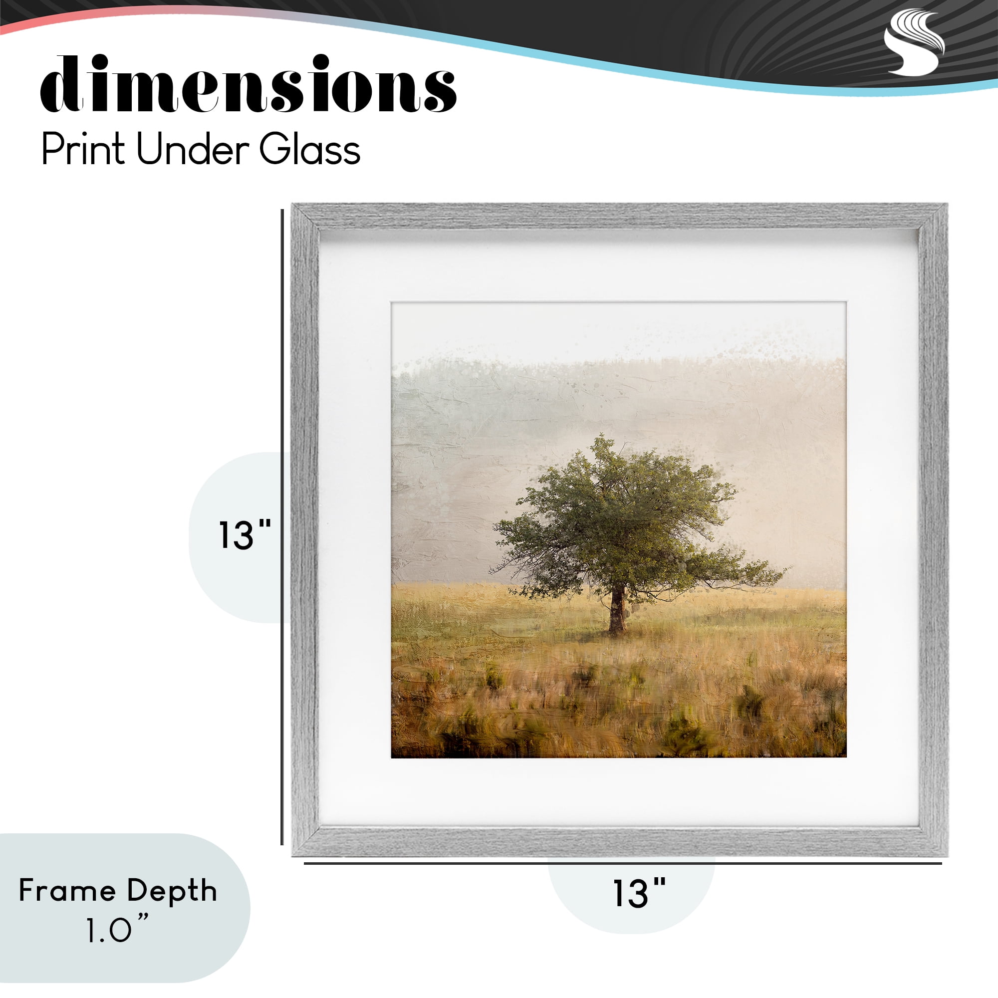 Stupell Industries Tree Alone in Golden Field Gray Framed Print Under Glass, design by Anne Bailey