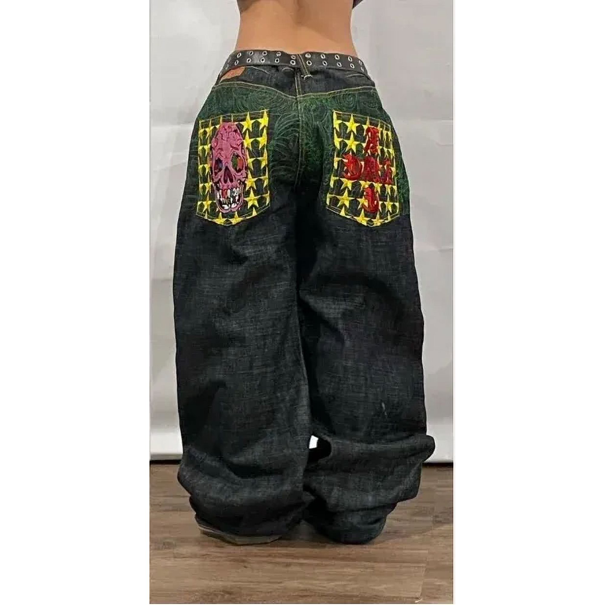 パンツ y2k jeans jnco Streetwear JNCO Jeans Y2K Hip Hop Letter Embroidered Classic