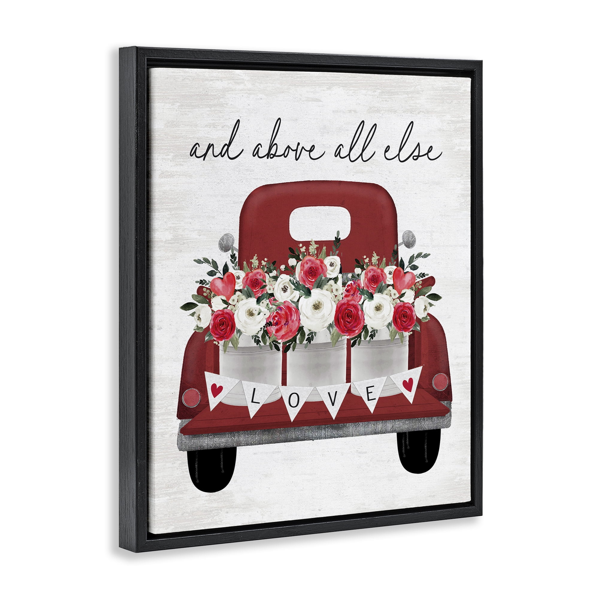 Stupell Industries Love Above All Else Transportation Painting Black Floater Framed Canvas Art Print Wall Art, 17 x 21