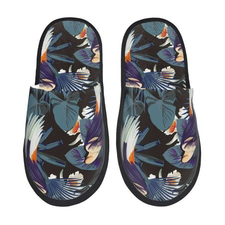 

House Slippers for Women Men - Cute Sharp Billed Bird Plant Warm Non-slip Mens Womens Slippers Cozy Slip-on House Shoes Bedroom Outdoor Indoor Slippers for Men