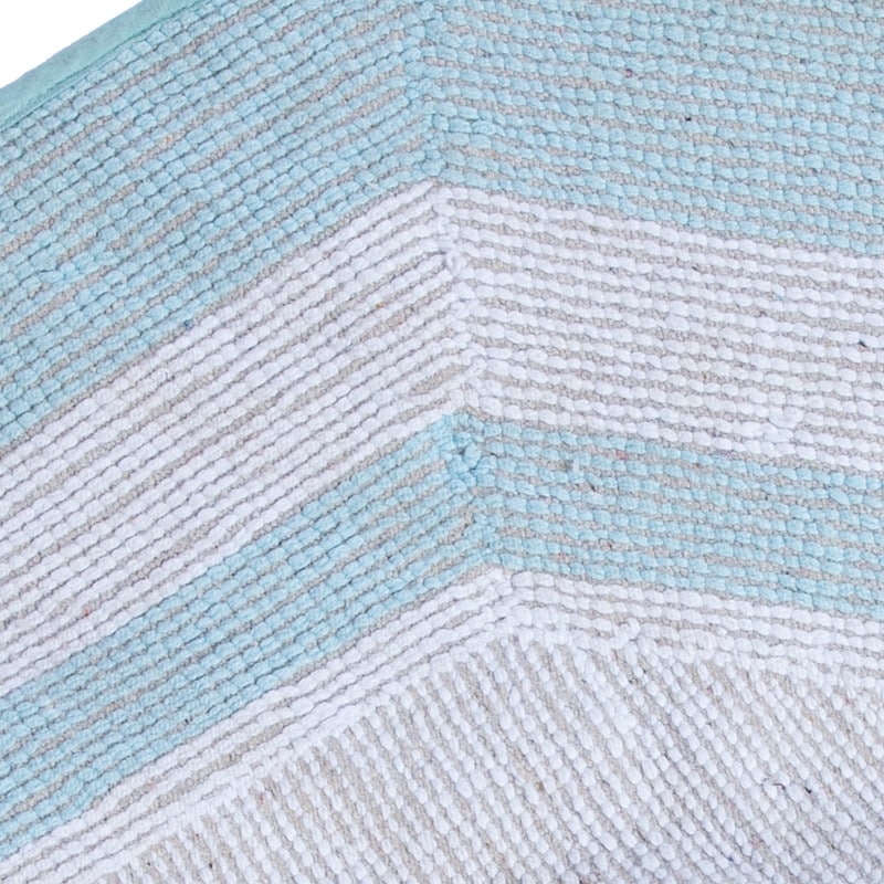 Sherry Kline  32" Hexagon Round Bathmat Framed in Two Tone Colorway Sky Blue/White Center