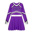 thumbnail image 3 of TiaoBug Girls Kids Diamond Long Sleeve Dance Dresses Cheer Leader Cheerleading Team Uniform Dress Up Purple 10, 3 of 7