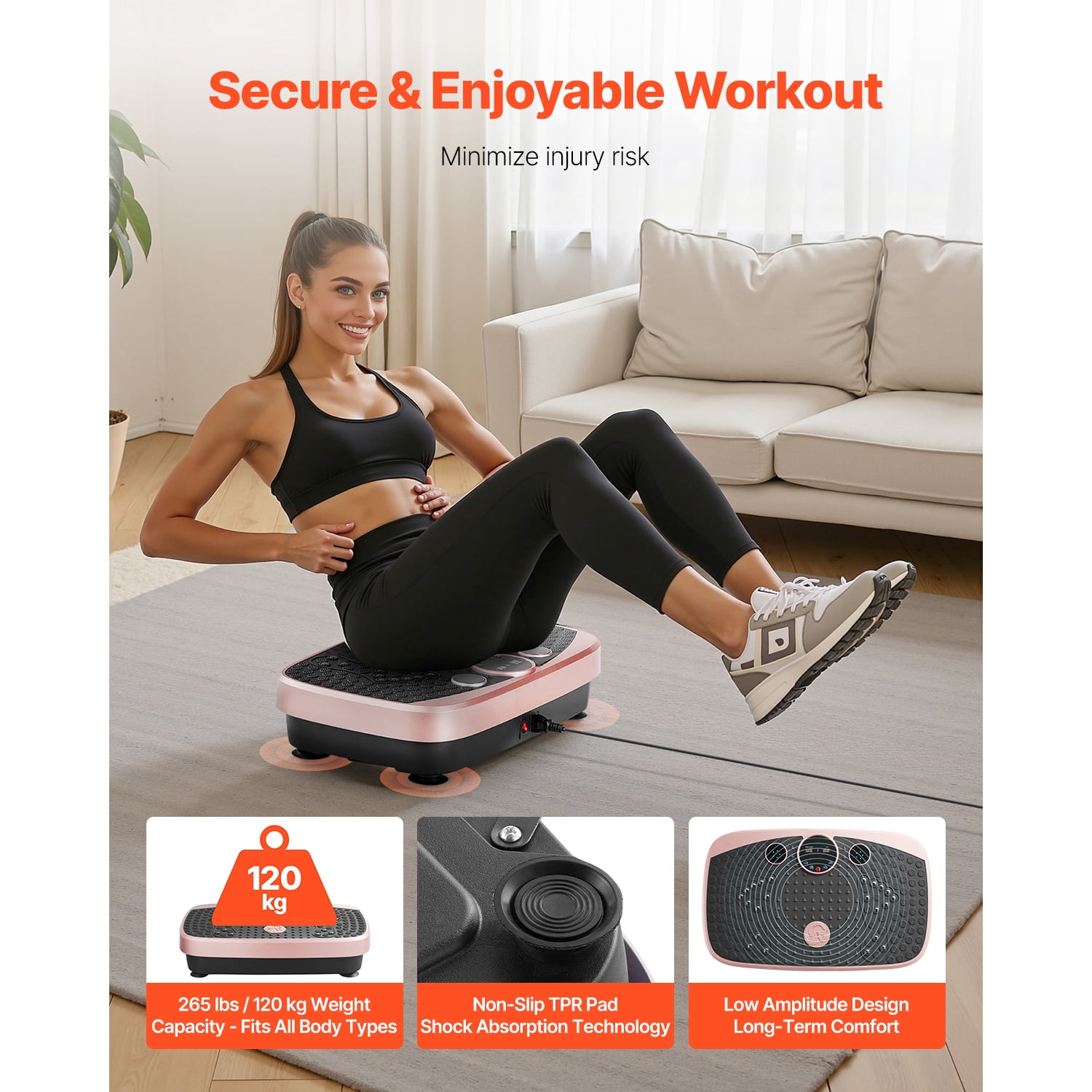KFFKFF Vibration Plate Exercise Machine with Magnetic Acupoints for Lymphatic Support and Fitness, Home Workout Equipment with Resistance Bands for Men and Women, Pink