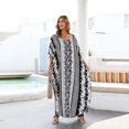 thumbnail image 4 of Women Ethnic Kaftan Snakeskin Striped Swimsuit Cover Up Maxi Beach Robe Dress, 4 of 5