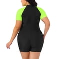 thumbnail image 4 of Agnes Orinda Women's Plus Size One Piece Swimsuits Contrast Colors Tummy Zipper Crew Neck Short Sleeve Beach Swimwear 2X Green, 4 of 8