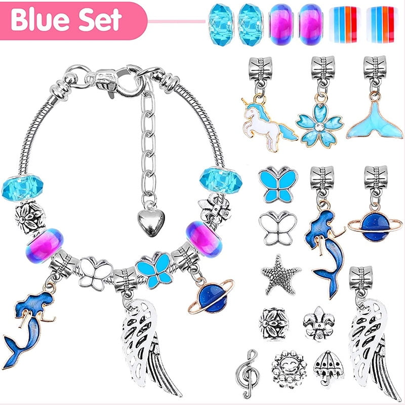 112PCS Charms Bracelet Making Kit,Jewelry Kits for Teens Girls with rainbow  fish tail DIY Gifts for Birthday Christmas New Year 