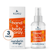 KOKU Citrus Hand & Body Spray | Mandarin-Orange Scent | Three 3.0-Ounce Travel-Size Spray Bottles