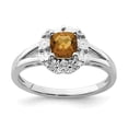 thumbnail image 1 of 925 Sterling Silver Rhodium-Plated Whiskey Quartz Diamond Ring, 1 of 2