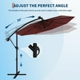 thumbnail image 5 of HELLONE 10FT Solar Lights Cantilever Umbrella outdoor patio, Offset Patio Umbrella with Easy Lift & Tilt Adjustment, UV Protection Fade Resistant for Deck, Pool, Garden, Burgundy, 5 of 8