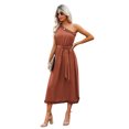 thumbnail image 3 of Femmes Robe Max Robe pour Femmes Été une Épaule Robes Bodycon Robes de Cocktail Robes de Soirée Sans Manches Longue Adulte Vêtements Féminins Brun Taille XL, 3 of 7
