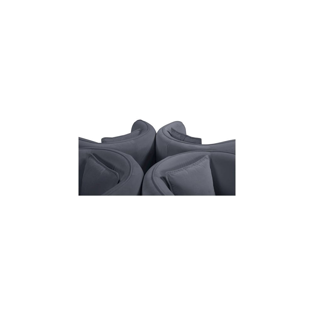 Meridian Furniture Circlet Gray Velvet Roundabout Sofa with Gold Iron Legs