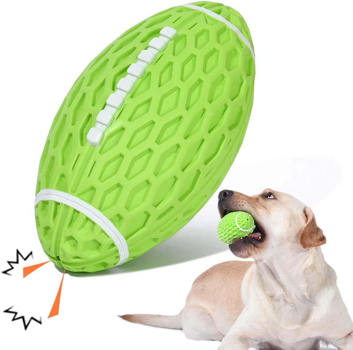 ZECATL Squeaky Dog Toys Ball, Rubber Dog Toy for Aggressive Chewers