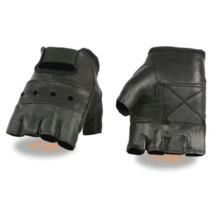 - Milwaukee Leather Men's Leather Fingerless Motorcycle Glove w/ Gel Palm