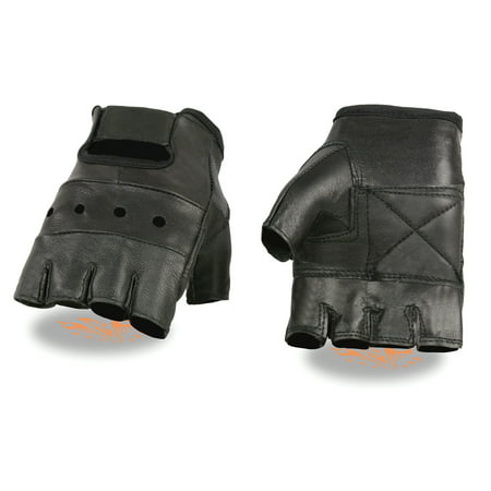 Milwaukee Leather Men's Leather Fingerless Motorcycle Glove w/ Gel (Best Gel Palm Motorcycle Gloves)