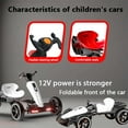 thumbnail image 6 of iRerts 12V Powered Pedal Go Kart, Ride on Toys Go Kart for Kids Boys Girls, Kids Ride on Go Cart with Music, LED Light, Horn, Forward Backward, Kids Birthday Gifts for 3-6 Ages, White, 6 of 12