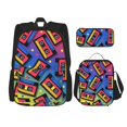 thumbnail image 1 of Bingfone Vintage Audio Cassettes for Backpack Lunch Bag Pencil Case Set, Large Capacity School Backpack Combination Three-piece Set, Unisex, 1 of 7