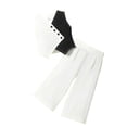 thumbnail image 2 of Outfits for Girls 2 Piece Color Block Sleeveless Waistcoat with Buttons and Wide Leg Pants Clothes for Girls Size 2-8, 2 of 6