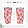 thumbnail image 2 of Strawberry Tumbler 20oz Strawberries and Flowers Stainless Steel Insulated Tumblers with Lid and Straw Pink Travel Coffee Mug Tea Wine Cups Water Bottle Strawberry Gifts for Women, 2 of 6