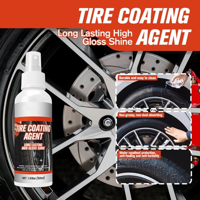 Linnome 50ml Car Tire Coating Agent Waterproof Gloss Enhancer for Auto Tire Protection and Aging Resistance Maintenance