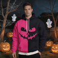 thumbnail image 6 of YNGKMEA Mens Halloween Hoodies Funny Pumpkin Smile Face Printed Sweatshirts Fashion Casual Color Block Long Sleeve Pullover Shirt, 6 of 6